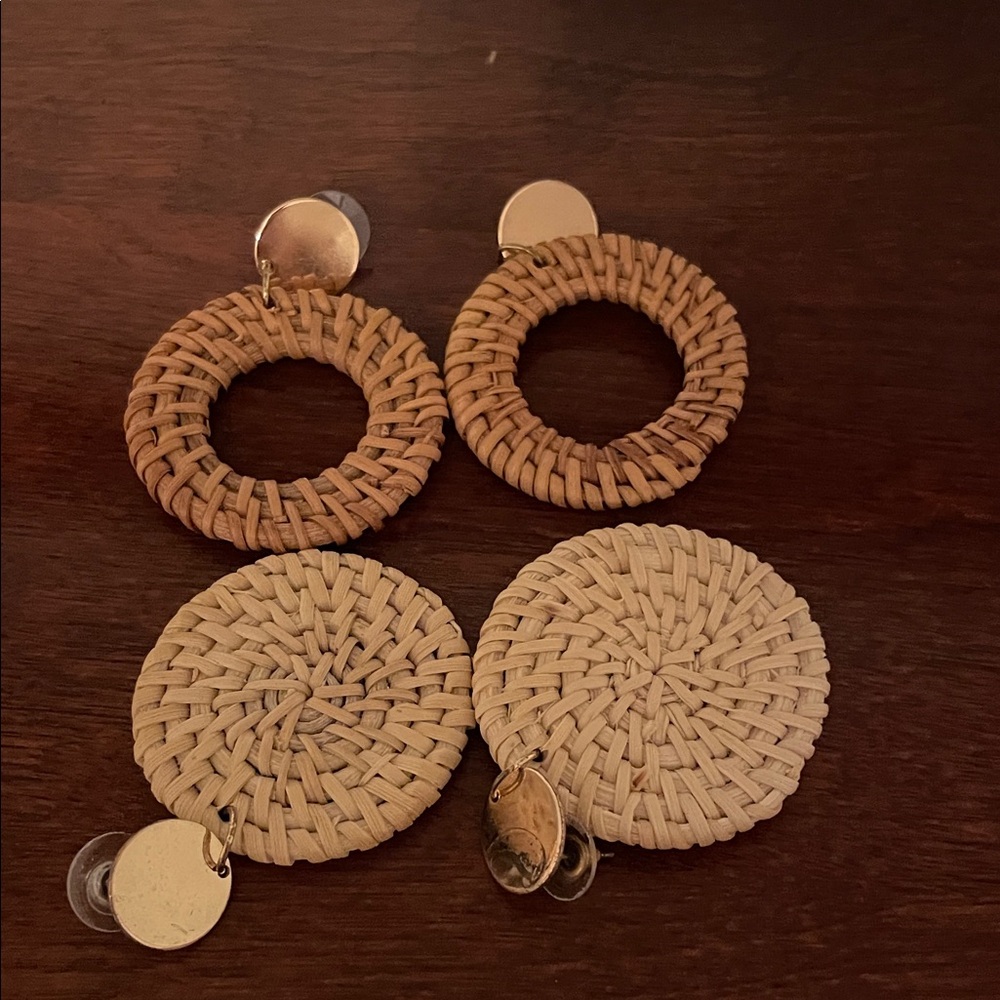 Woven Circular Earrings with Gold Accents